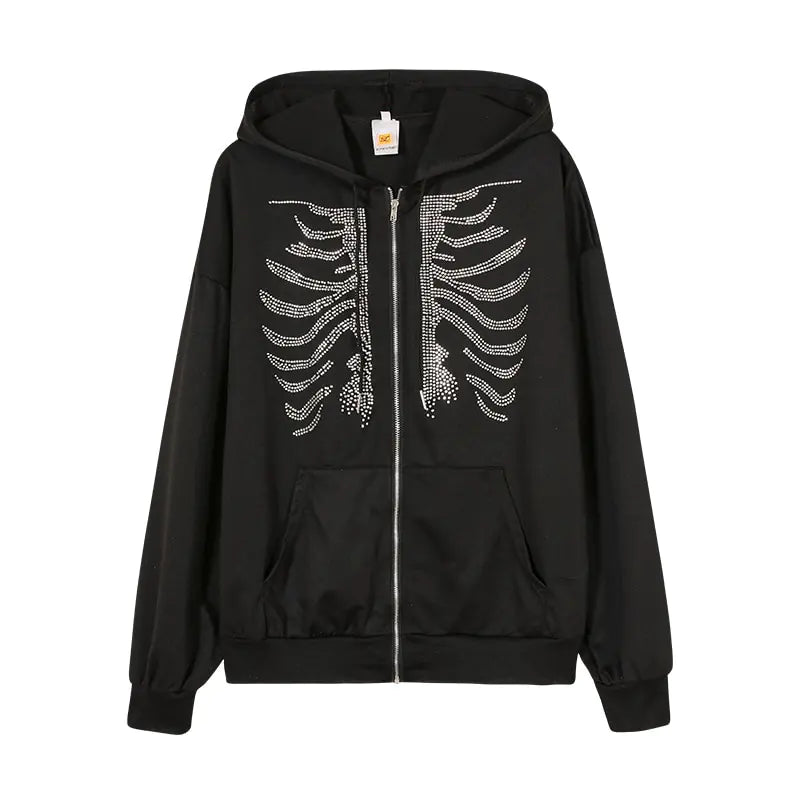 Y2K Rhinestone Skeleton Hoodies